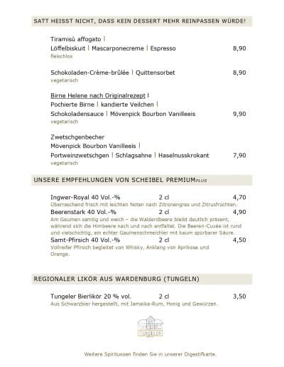 Tiramisù affogato l Löffelbiskuit l Mascarponecreme l Espresso 8,90 fleischlos Schokoladen-Crème-brûlée l Quittensorbet 8,90 vegetarisch Birne Helene nach Originalrezept l Pochierte Birne l kandierte Veilchen l Schokoladensauce l Mövenpick Bourbon Vanilleeis 9,90 vegetarisch Zwetschgenbecher Mövenpick Bourbon Vanilleeis l Portweinzwetschgen l Schlagsahne l Haselnusskrokant 7,90 vegetarisch